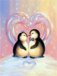 Paint by Numbers Kit, 30x40 cm - Lovebirds Penguins BFB0416
