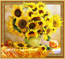 5D Diamond Painting, 30x40 cm, with Round Diamonds, Fully Adhesive with Frame - 'Sunny Vase' LT0509