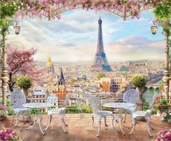 Diamond Painting, 30x40 cm, with Round Diamonds, Fully Adhesive with Frame - 'Paris from Afar' YSG0373