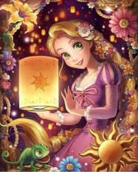 Diamond tapestry, 30x40 cm, with round diamonds and full adhering, framed - Rapunzel YSG1803
