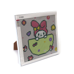Broderie cu diamante pentru copii, 18x18 cm, diamante rotunde, acoperire completă, cu ramă din plastic - D1525