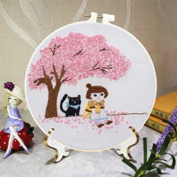 Creative Embroidery Kit, 20x20 cm, with Embroidery Frame, Threads, Needles, and Accessories - N1023