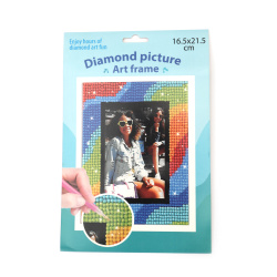 Ramă foto din carton pentru lipire cu diamante 16,5x21,5 cm