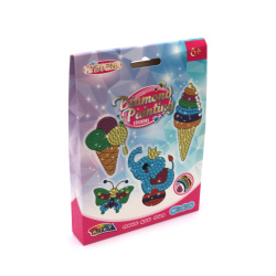 DIY Diamond Art Kit with Two Sheets of Stickers - Ice Cream and Elephant, 10x15 cm