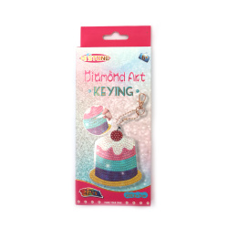 Diamond Art Kit, Key Chain with Cake, 8x7 cm