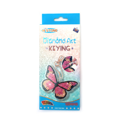 Diamond Art Kit, Key Chain with Butterfly, 8x7 cm