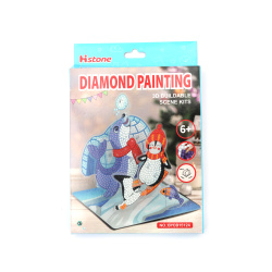 Diamond Art Kit: Plastic 3D Buildable Scene with a Base - Seal and Penguin, 17x14x20 cm