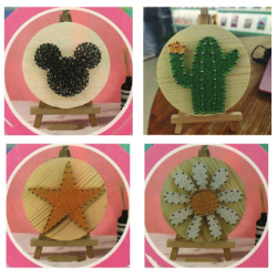 STRING ART Creative Set with Threads, Nails and Easel, 11x11 cm, Assorted Designs