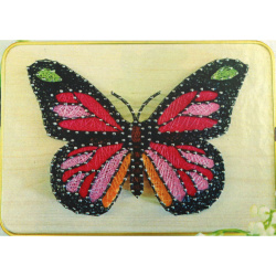 STRING ART Creative Set with Wooden Base, Threads, Nails and Hammer, 21x30 cm - Butterfly DHACE28054