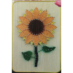 STRING ART Creative Set with Wooden Base, Threads, Nails and Hammer, 21x30 cm - Sunflower DHACE28039