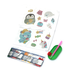 Diamond Art Kit: 2 Sheets of Stickers - Blue Bear, 11x22 cm 