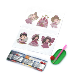 Diamond Art Kit: 2 Sheets of Stickers - Princesses, 11x22 cm 