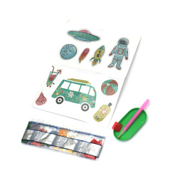 Diamond Art Kit: 2 Sheets of Stickers - Astronaut, 11x22 cm 