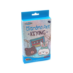 Diamond Creative Kit: 3 Key Rings with Animals and Cassette Tape, 8x7 cm 