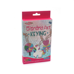 Diamond Creative Kit: 3 Key Rings with Unicorn and Lollipops, 8x7 cm 