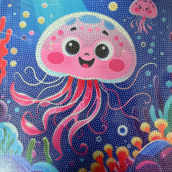 Stunning Jellyfish Diamond Painting 30x30 cm with Round Diamonds – Partial Drill – Perfect for Ocean and Marine Art Lovers MKX17352