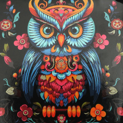 Μυστηριώδες Σετ Ζωγραφικής με Αριθμούς 30x30 εκ. σε Μαύρο Φόντο – «Κουκουβάγια» HWC0001