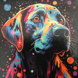 Set Pictură pe Numere 30x30 cm pe fundal negru – „Câine” HWC0008