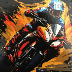 Set Pictură pe Numere Dinamic 30x30 cm pe Fundal Negru – „Motociclist” HWC0009