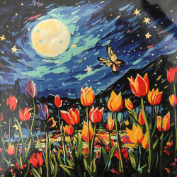 Set elegant de pictură pe numere 30x30 cm, pe fundal negru – 