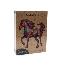 Majestic Horse Wooden Puzzle in Box Size M – Perfect for Kids, Family Fun and Animal Art Lovers