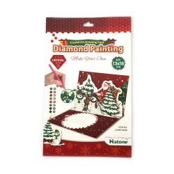 Charming Christmas Trees with Snowman and Reindeer 3D Diamond Christmas Card 13x18 cm – Perfect for Holiday Wishes and Festive Gift Giving LHKBC14656