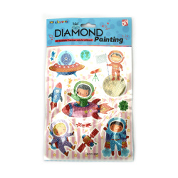 Little Astronauts Stickers Diamond Painting Kit – Perfect for Kids, Space Art and Fun Creative Projects SCC207