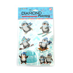 Adorable Penguins Stickers Diamond Painting Kit – Perfect for Kids, Winter Crafts and Creative Fun SCC213