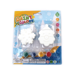 Festive Plaster Painting Set – 2 Christmas Figures with Paints and Brush – Fun, Creative and Easy Activity for Kids and Family