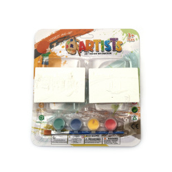 Creative Plaster Painting Set – 2 City Landscape Figures with Paints and Brush – Fun and Artistic Activity for Kids and Adults