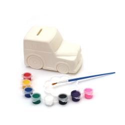 Fun Plastic Saving Box 80x140 mm with Brush and Paints – Truck Design for Kids