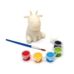 Plastic Saving Box 60x90 mm with Brush and Paints – Cute Giraffe Design for Kids