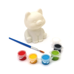 Adorable Plastic Saving Box 60x90 mm with Brush and Paints – Cute Dog Design for Kids