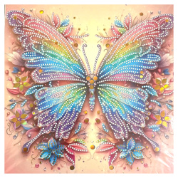 Tapiserie cu diamante 30x30 cm, diamante rotunde, lipite parțial, cu ramă - Aripi de tandrețe LT-3539