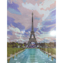 Tapiserie cu diamante 40x50 cm, diamante rotunde, înfășurare completă cu ramă - Magia Turnului Eiffel BYX4520