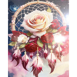 Pictură cu diamant „Captator de vise mistic” 40x50 cm – Diamante rotunde strălucitoare, broșură completă cu ramă elegantă – YX4537