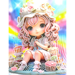 Diamond Painting 23x30 cm with Round Diamonds – Partial Drill Sugar Girl Design with Elegant Frame DG-30128