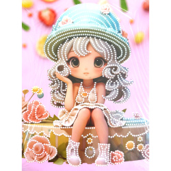 Diamond Painting 23x30 cm with Round Diamonds – Partial Drill Sugar Girl Design with Elegant Frame DG-30134