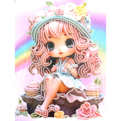 Diamond Painting 23x30 cm with Round Diamonds – Partial Drill Sugar Girl Design with Elegant Frame DG-30136