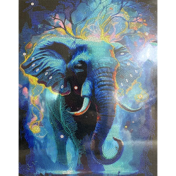 Majestic Diamond Painting 40x50 cm with Round Diamonds – Full Drill Mystic Elephant Design with Elegant Frame BYX4514