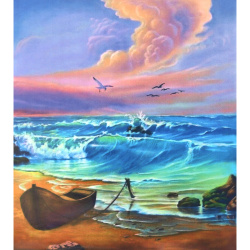 Комплект рисуване по номера 30x40 см -Край брега на спомените - KTL1721