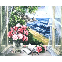 Комплект рисуване по номера 30x40 см -Морска цветна тишина - KTL1834