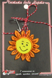 Детска мартеница с дървена фигурка слънце