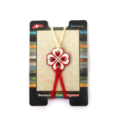 Παραδοσιακό Μαρτάκι Βραχιόλι από Μαλλί με Τριφύλλι και Κέντημα – Χειροποίητο Σύμβολο Τύχης, Υγείας και Βουλγαρικής Παράδοσης για Hobby & Craft DIY