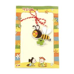 Мартеници пчела с детелинка филц с дърво 10 броя