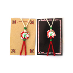 Brățară Martisor din lână cu potcoavă de plastic și ghiocel 10 bucăți