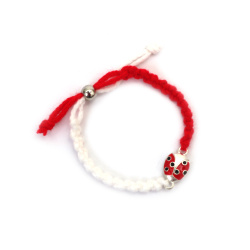 Brățări Martisor  tricotate manual pentru copii - cu buburuză 10 bucăți