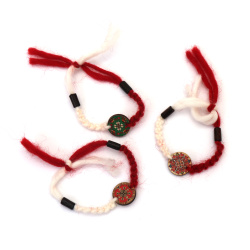 Brățări Martisor din lână tricotate manual cu elemente etnice, 10 bucăți