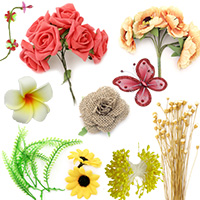 Λουλούδια αποξηραμένα ή τεχνητά και στήμονες για διακόσμηση