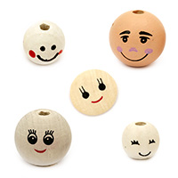 Wooden beads heads Smiley Face Painted Handmade Beads